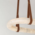 Leathe Circle Alabaster Chandelier-Momo Lighting