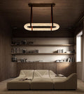 Leathe Circle Alabaster Chandelier-Momo Lighting