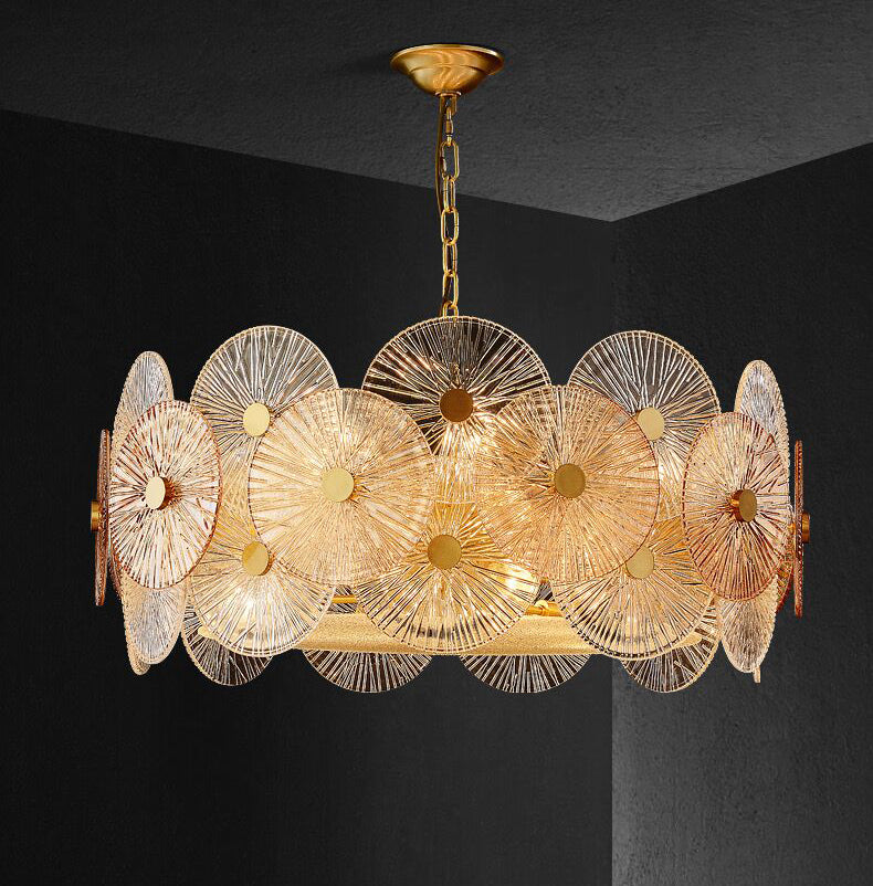Light Luxury Art Design Creative Round Multi-tiered Glass Chandelier for Living Room/Bedroom-Momo Lighting