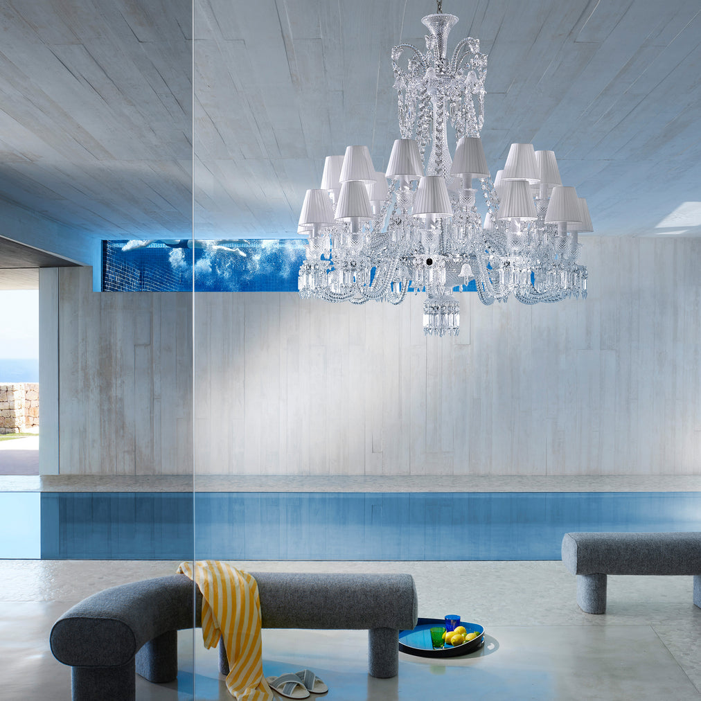 Light Luxury Classic Short Version Tiered Candle Light Crystal Chandelier for High-ceiling Rooms/Living Room-Momo Lighting