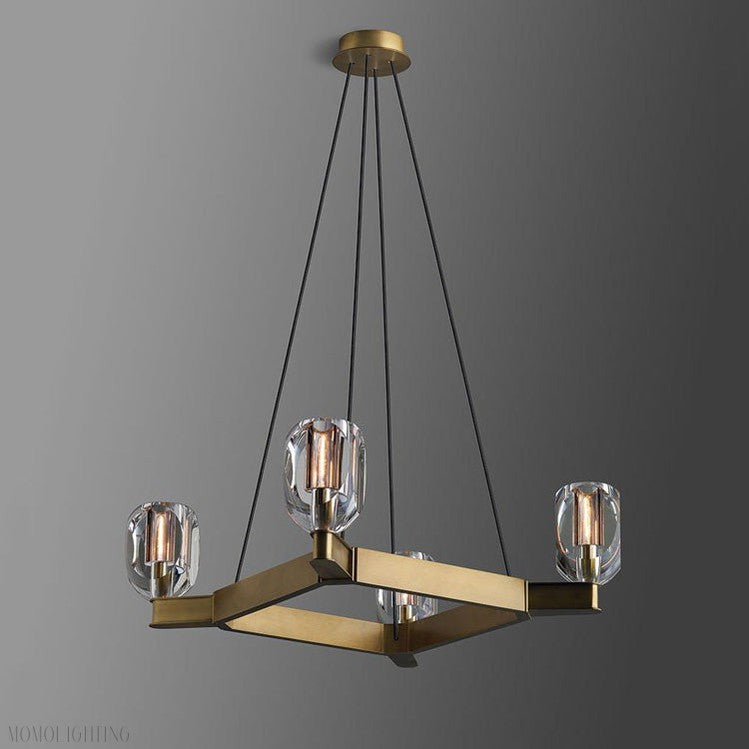 Linna Square Crystal Chandelier-Momo Lighting