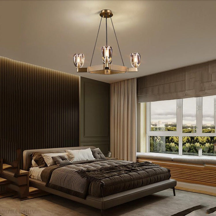 Linna Square Crystal Chandelier-Momo Lighting