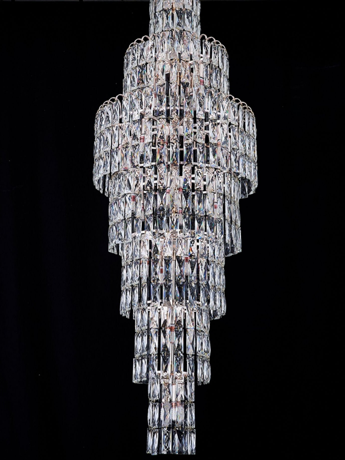Long Crystal Staircase Chandelier Large Foyer Living Room Entryway Ceiling Light Fixture-Momo Lighting