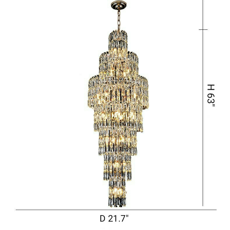 Long Crystal Staircase Chandelier Large Foyer Living Room Entryway Ceiling Light Fixture-Momo Lighting