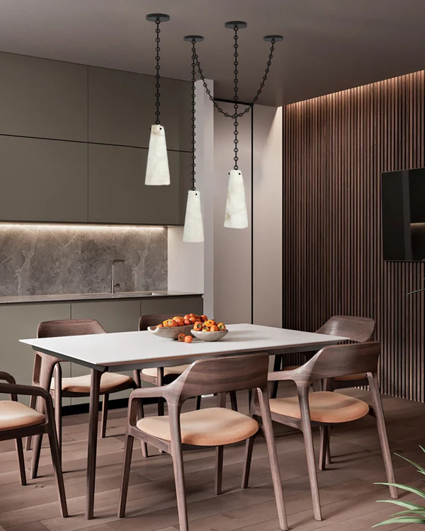 Luccas Contemporary Alabaster 1-Light Chandelier-Momo Lighting