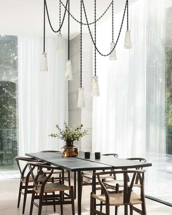 Luccas Contemporary Alabaster 1-Light Chandelier-Momo Lighting