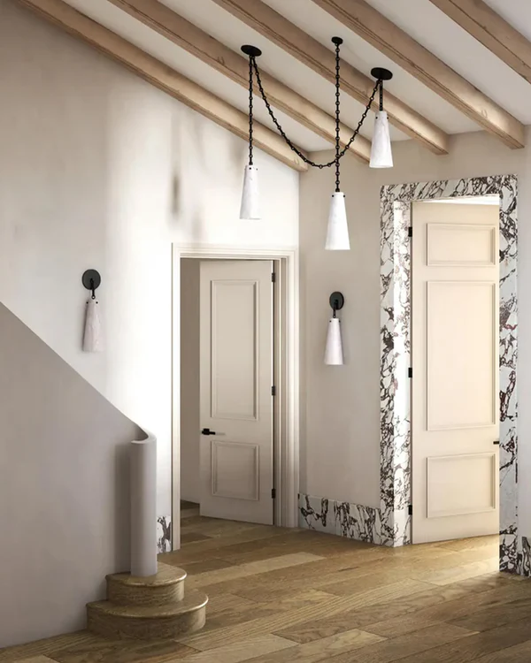 Luccas Contemporary Alabaster 3-Light Chandelier-Momo Lighting