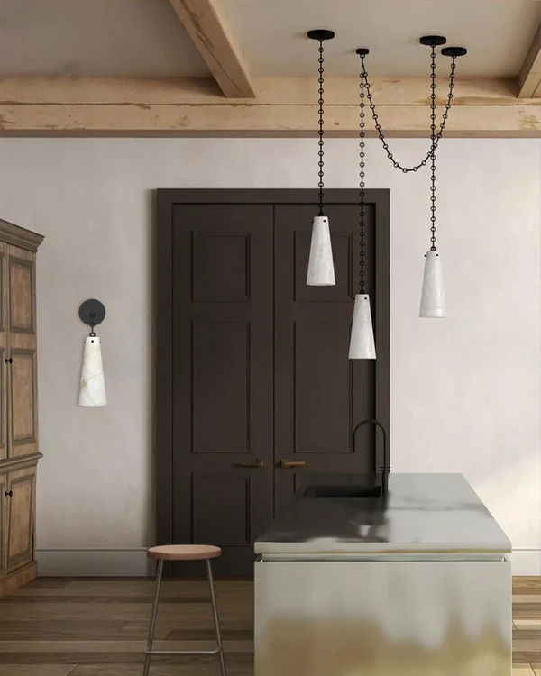 Luccas Contemporary Alabaster 3-Light Chandelier-Momo Lighting