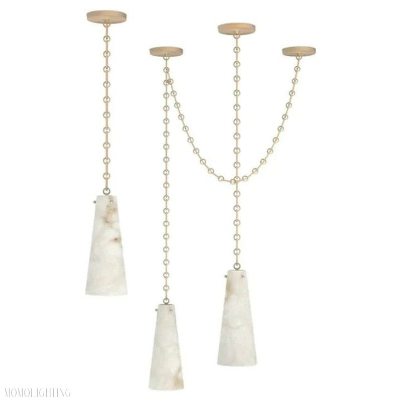 Luccas Contemporary Alabaster 3-Light Chandelier-Momo Lighting