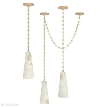 Luccas Contemporary Alabaster 3-Light Chandelier-Momo Lighting