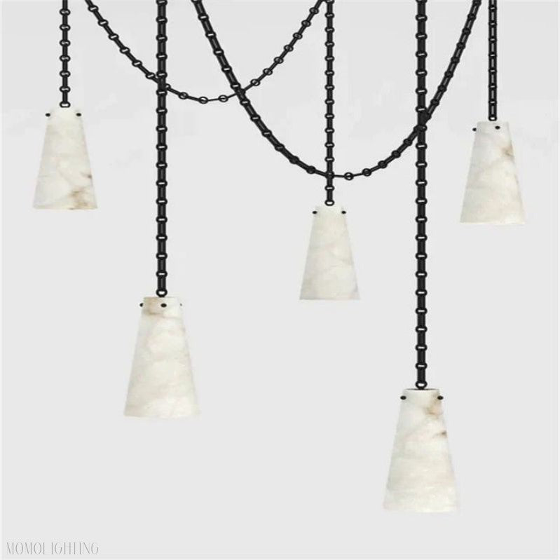 Luccas Contemporary Alabaster 5-Light Chandelier-Momo Lighting