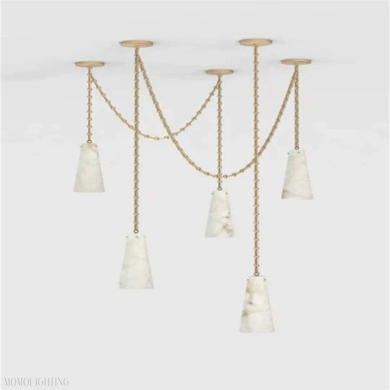 Luccas Contemporary Alabaster 5-Light Chandelier-Momo Lighting