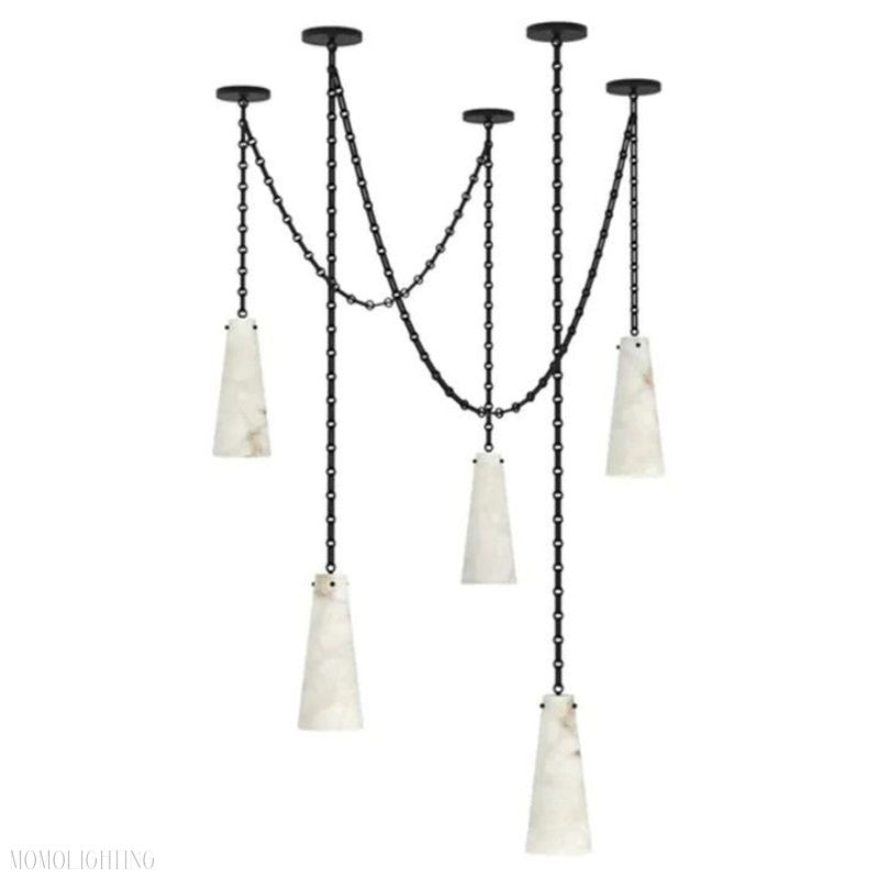 Luccas Contemporary Alabaster 5-Light Chandelier-Momo Lighting