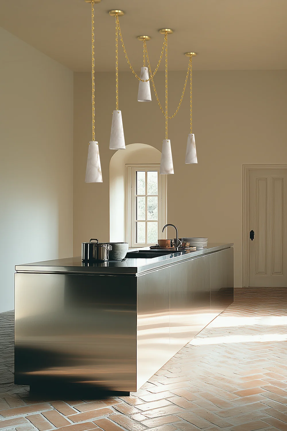 Luccas Contemporary Alabaster 5-Light Chandelier-Momo Lighting