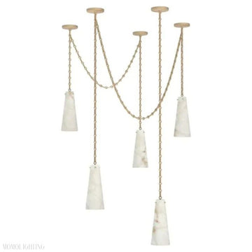 Luccas Contemporary Alabaster 5-Light Chandelier-Momo Lighting