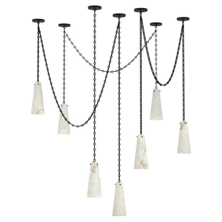 Luccas Contemporary Alabaster Chandelier, 7 Light Pendant Light-Momo Lighting