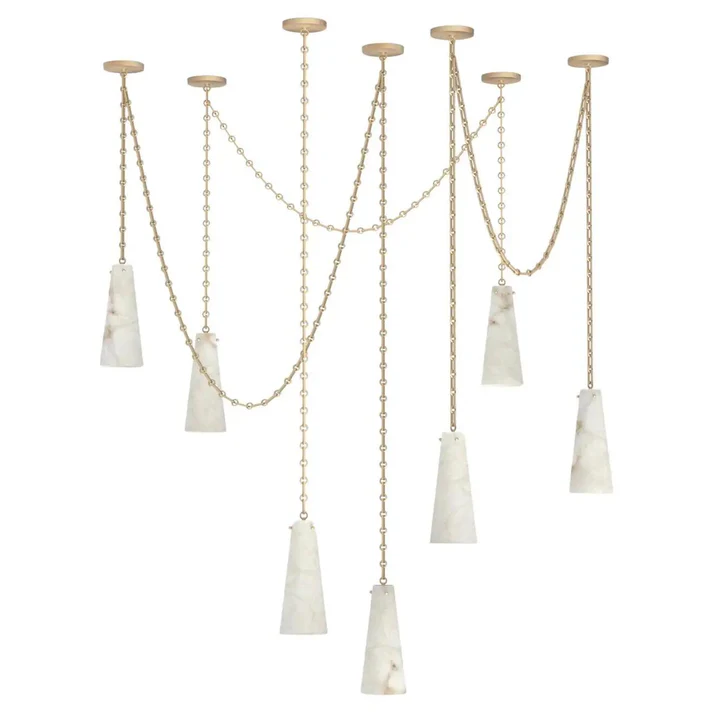 Luccas Contemporary Alabaster Chandelier, 7 Light Pendant Light-Momo Lighting