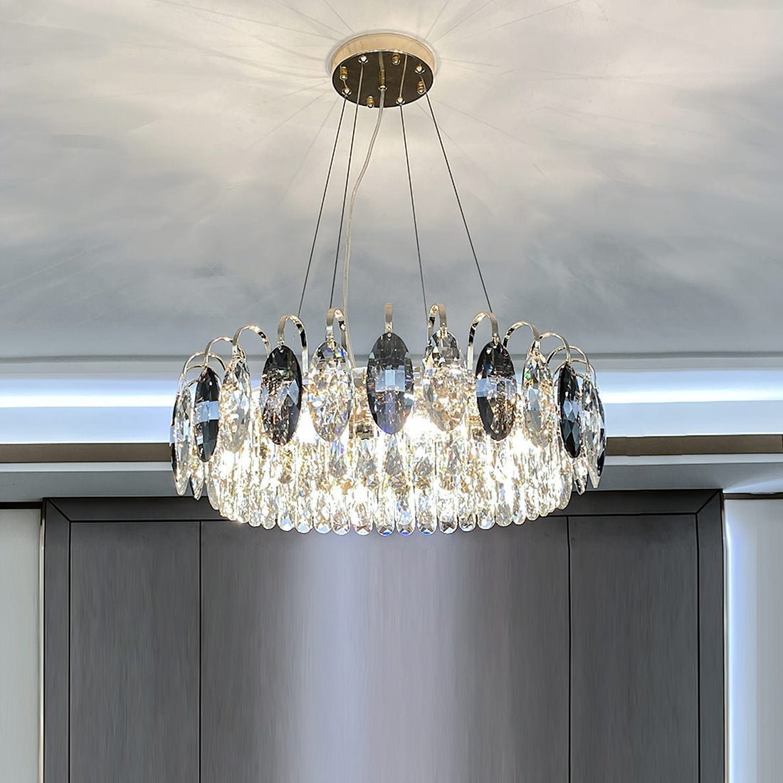 Luxurious K9 Crystal Chandelier Modern Ceiling Light Fixtures Set for Living Room/Dining Room-Momo Lighting