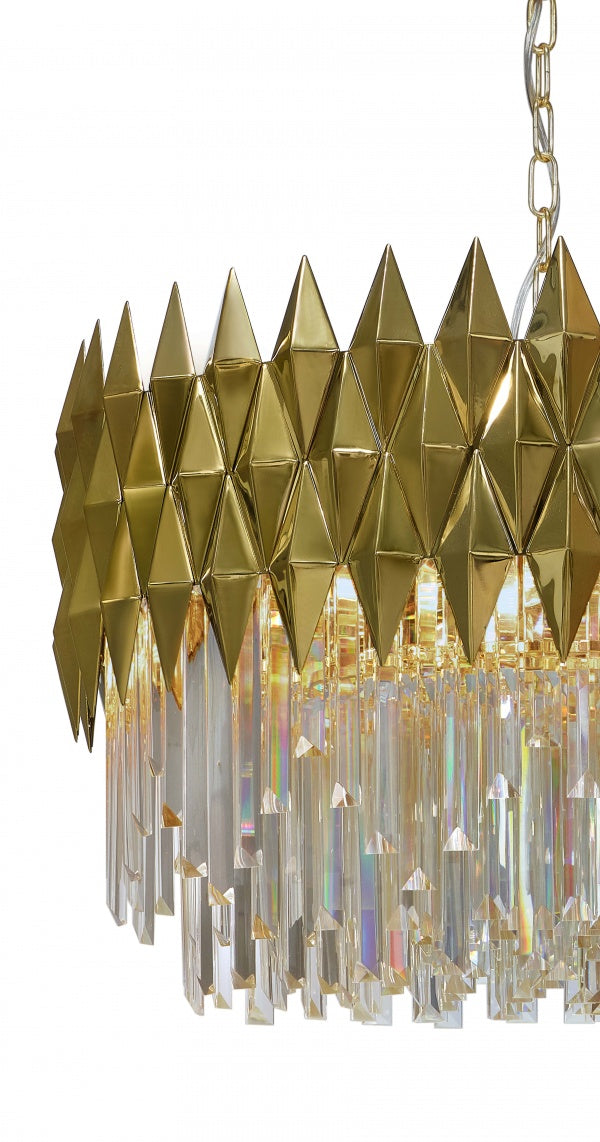 Luxury 1/2-Tier Round/Rectangular Gold Finish Crystal Chandelier for Living Room/Bedroom-Momo Lighting