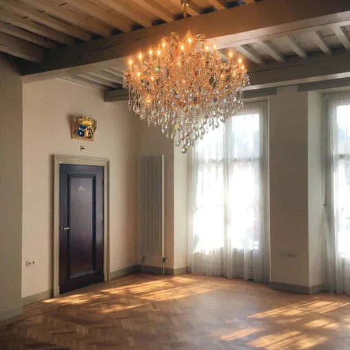 Luxury 25-Light Candle Crystal Chandelier in Gold/Chrome Finish-Momo Lighting