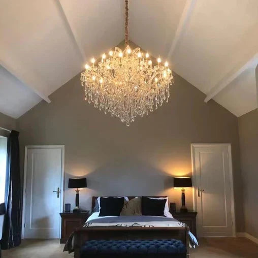 Luxury 25-Light Candle Crystal Chandelier in Gold/Chrome Finish-Momo Lighting