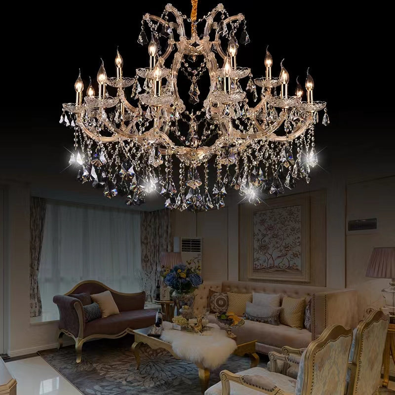 Luxury Atmospheric European Candle Crystal Chandelier Designer Creative for Hotel / Villa / Living Room-Momo Lighting