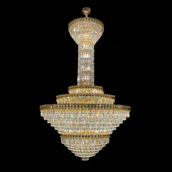 Luxury Extra Large Conical Funnel Crystal Chandelier with Sapphire for High-celling-Momo Lighting
