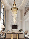 Luxury Extra Large Foyer Spiral Staircase Chandelier Long Crystal Ceiling Light Fixture For Living Room Hall Entrance-Momo Lighting