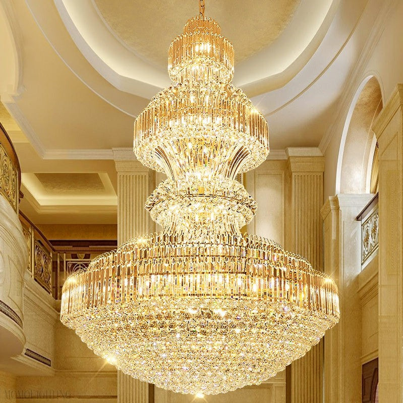Luxury Extra Large Round Ceiling Lighting Fixture Stately Crystal Chandelier For Foyer Entryway/ Entrance-Momo Lighting