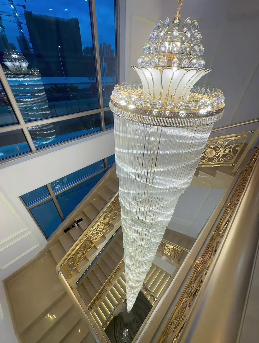 Luxury Extra Long Crystal Chandelier for Villa/Staircase/Foyer-Momo Lighting