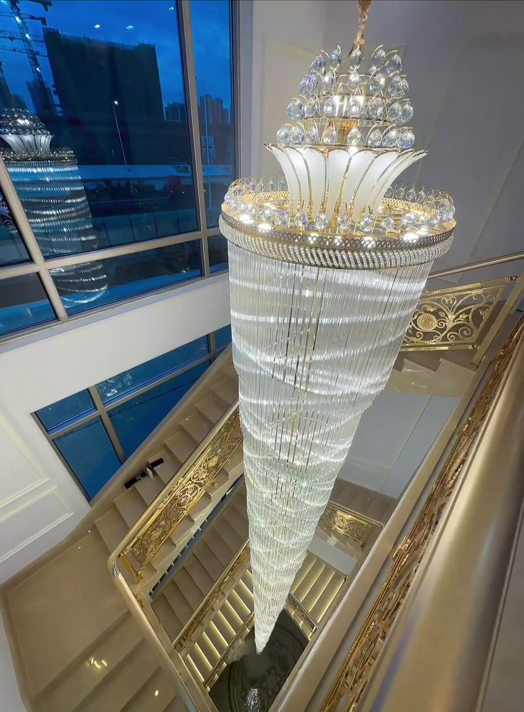 Luxury Extra Long Crystal Chandelier for Villa/Staircase/Foyer-Momo Lighting