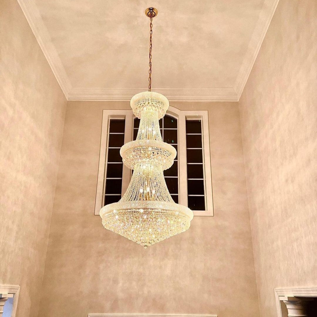 Luxury French Empire Chandelier for Villa Hall Ceiling Three-layers Crystal Light for Hotel Lobby-Momo Lighting