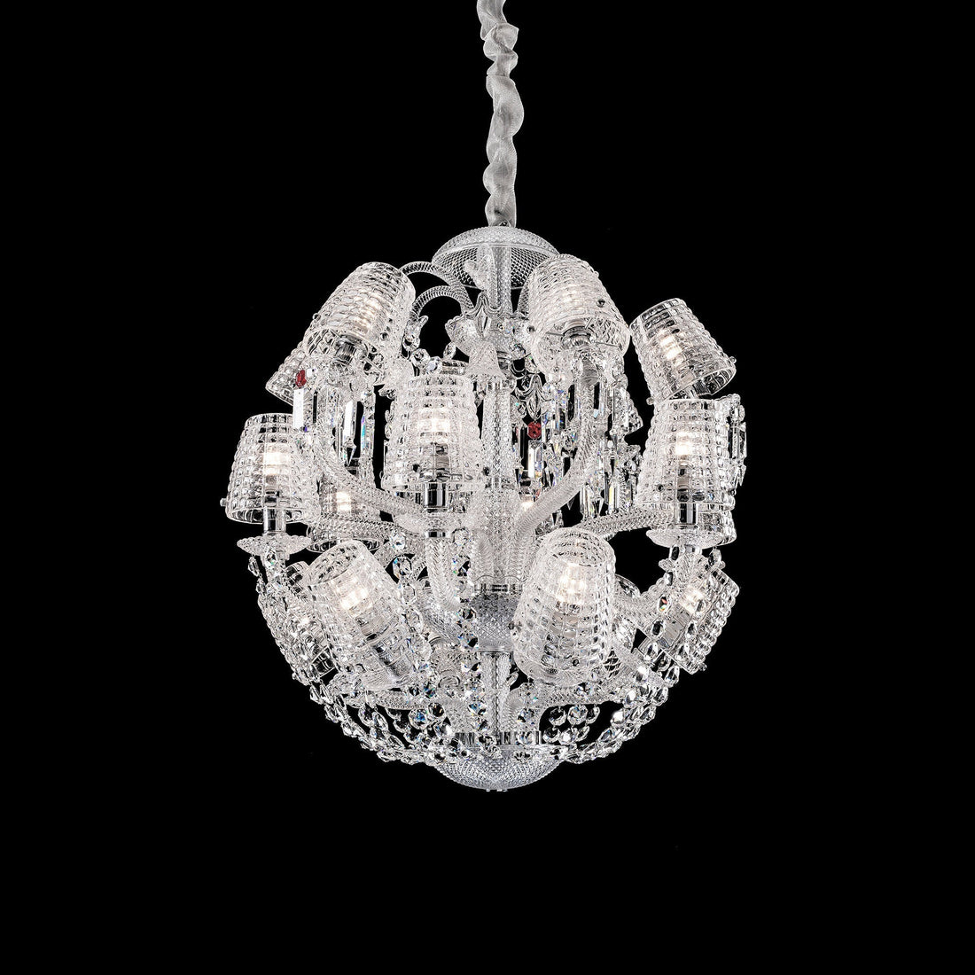 Luxury Globe Crystal Chandelier With Fabric/Crystal Glass Lampshades-Momo Lighting