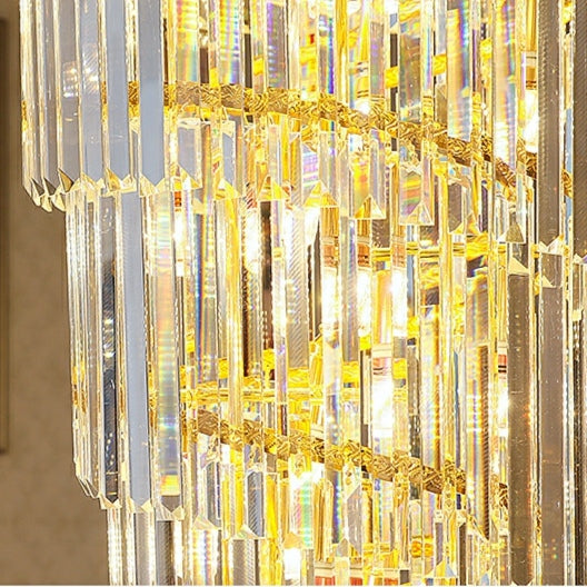 Luxury Gold Trimmed Long Crystal Chandelier Foyer Staircase Extra Large Ceiling Light Fixture-Momo Lighting