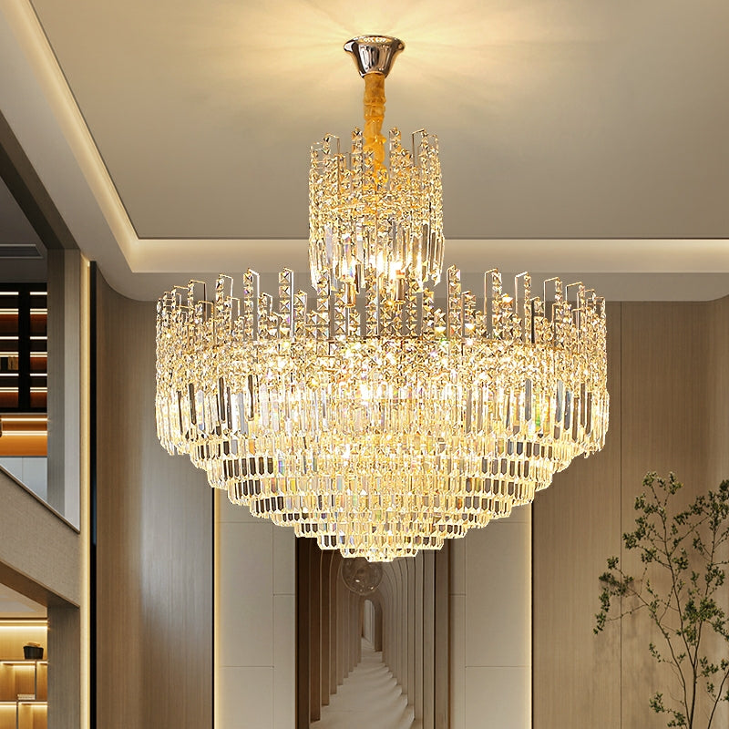 Luxury Hotel Hallway Ceiling Lighting Fixture Large Round Crystal Chandelier For Foyer Living Room Staircase-Momo Lighting