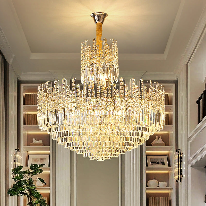 Luxury Hotel Hallway Ceiling Lighting Fixture Large Round Crystal Chandelier For Foyer Living Room Staircase-Momo Lighting