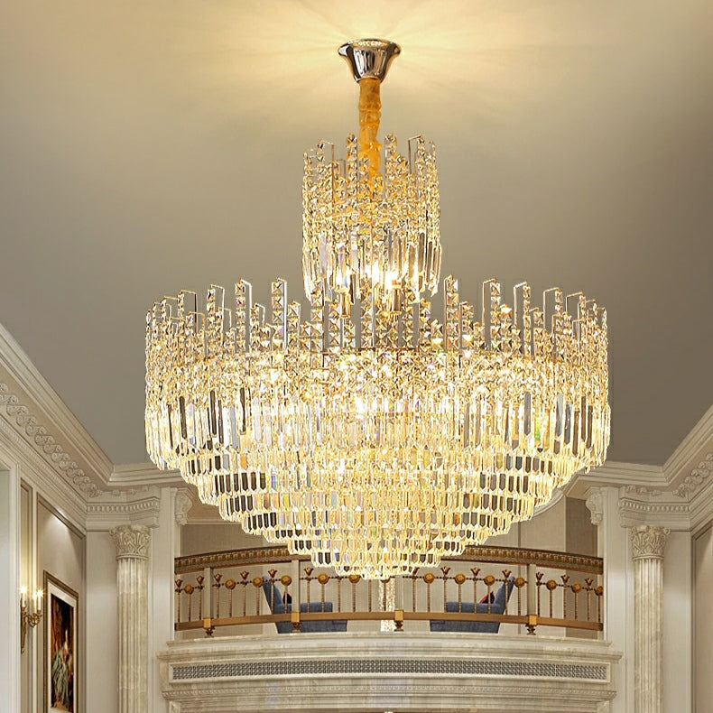 Luxury Hotel Hallway Ceiling Lighting Fixture Large Round Crystal Chandelier For Foyer Living Room Staircase-Momo Lighting