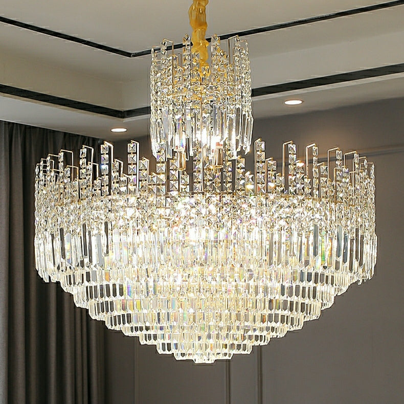 Luxury Hotel Hallway Ceiling Lighting Fixture Large Round Crystal Chandelier For Foyer Living Room Staircase-Momo Lighting