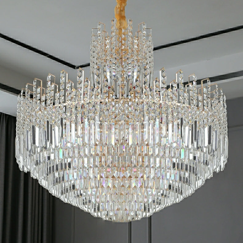 Luxury Hotel Hallway Ceiling Lighting Fixture Large Round Crystal Chandelier For Foyer Living Room Staircase-Momo Lighting