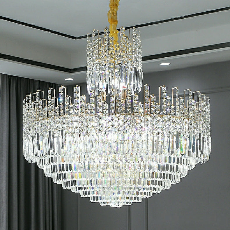 Luxury Hotel Hallway Ceiling Lighting Fixture Large Round Crystal Chandelier For Foyer Living Room Staircase-Momo Lighting