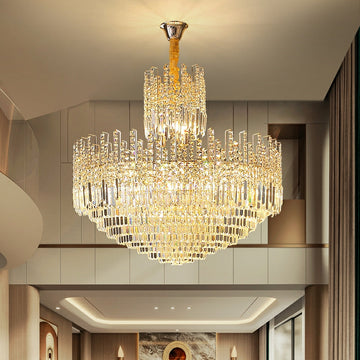 Luxury Hotel Hallway Ceiling Lighting Fixture Large Round Crystal Chandelier For Foyer Living Room Staircase-Momo Lighting