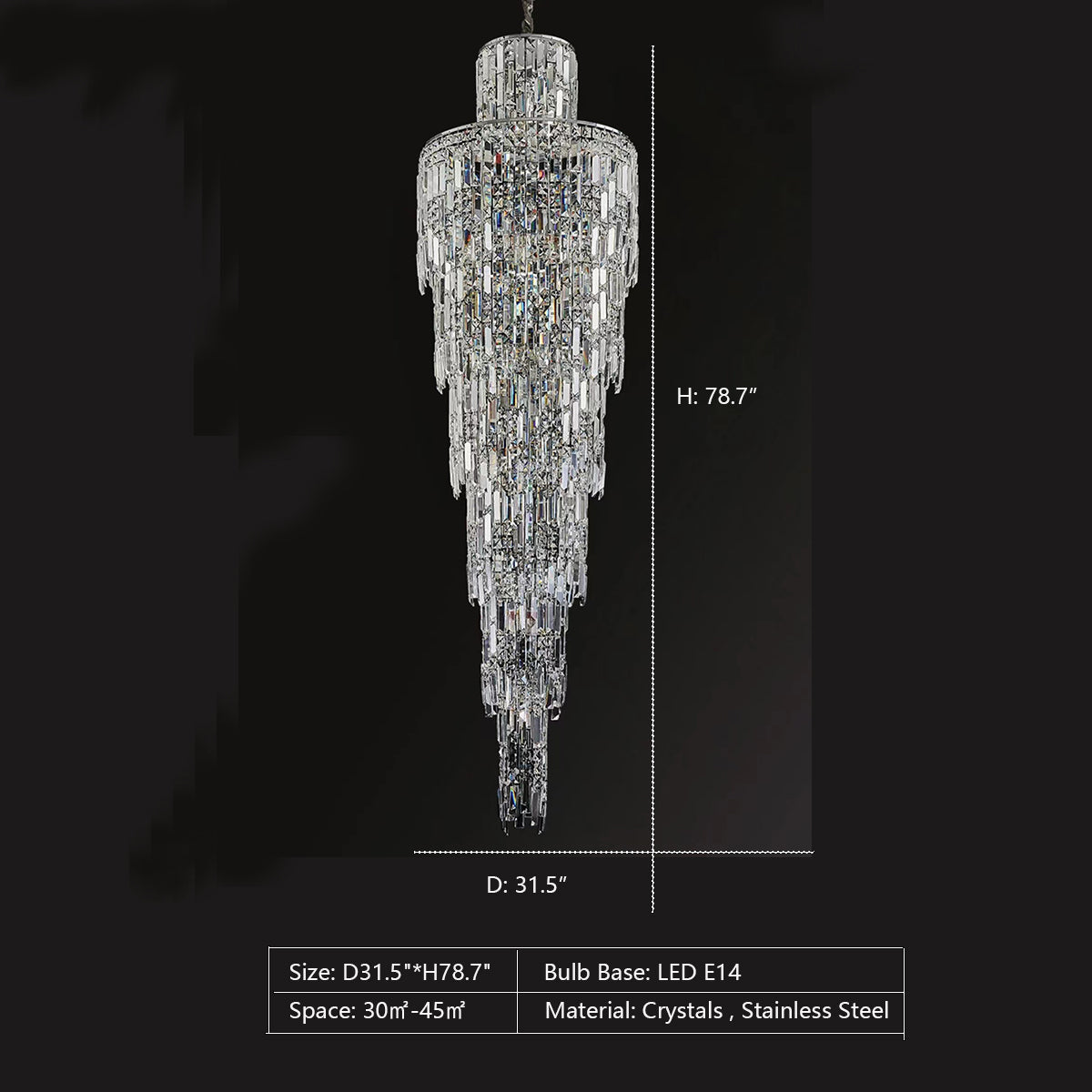 Luxury Large Crystal Chandelier For Hight Ceiling Living Room Long Staircase Light Fixture-Momo Lighting