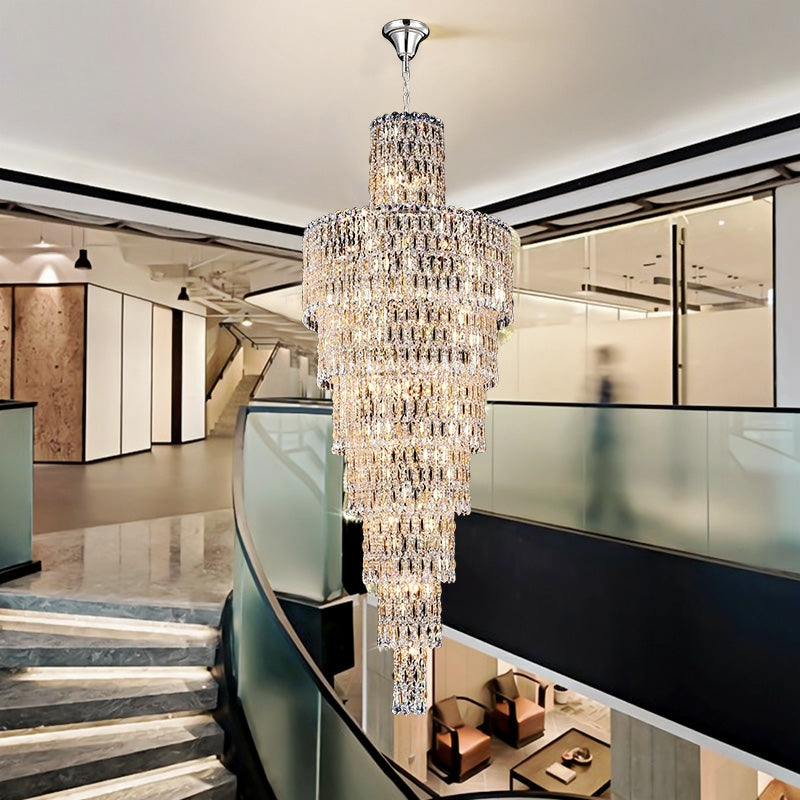 Luxury Large Crystal Chandelier For Hight Ceiling Living Room Long Staircase Light Fixture-Momo Lighting
