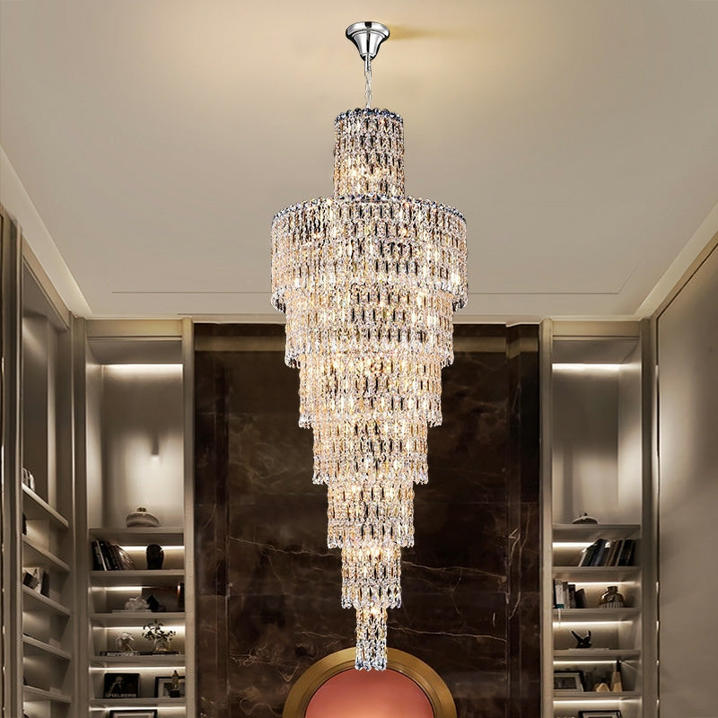 Luxury Large Crystal Chandelier For Hight Ceiling Living Room Long Staircase Light Fixture-Momo Lighting