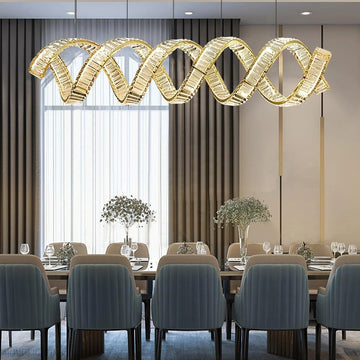 Luxury Linear Spiral Crystal Chandelier for Dining Room/Kitchen Island-Momo Lighting