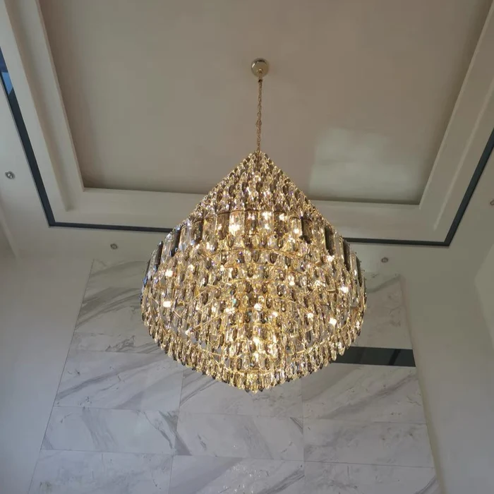 Luxury Multi-tiered Honeycomb Crystal Chandelier for High-ceiling-Momo Lighting