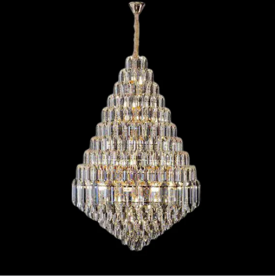 Luxury Multi-tiered Honeycomb Crystal Chandelier for High-ceiling-Momo Lighting