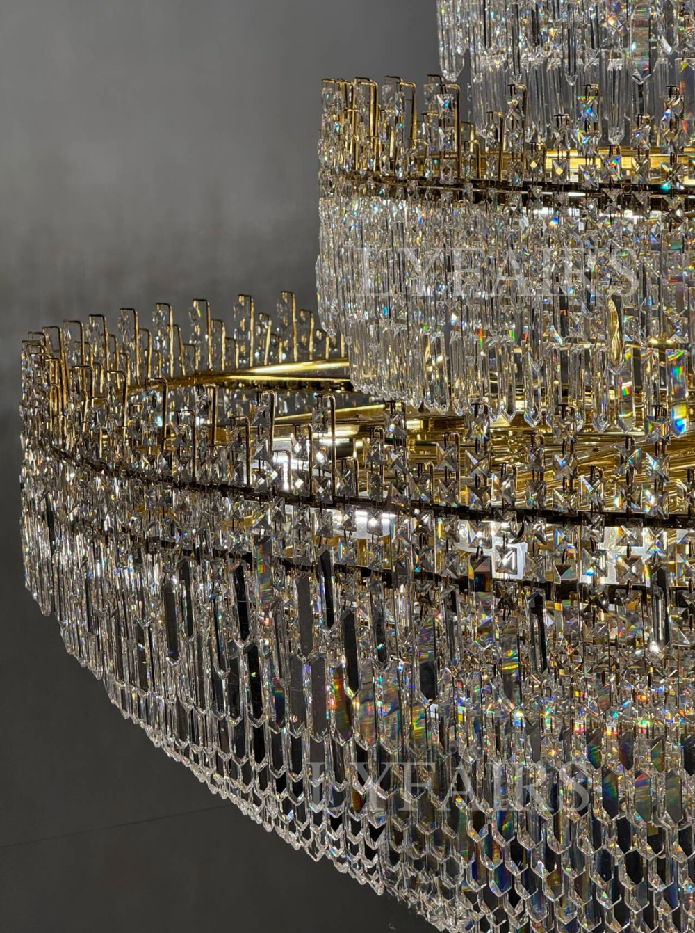 Luxury Oversized Gold European Pagoda-inspired Crystal Chandelier for Foyer/Staircase/Hallway/Entryway-Momo Lighting