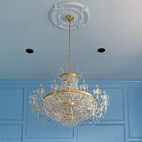 Machine Large Chrome Gold Crystal Chandelier Light Fixtures-Momo Lighting