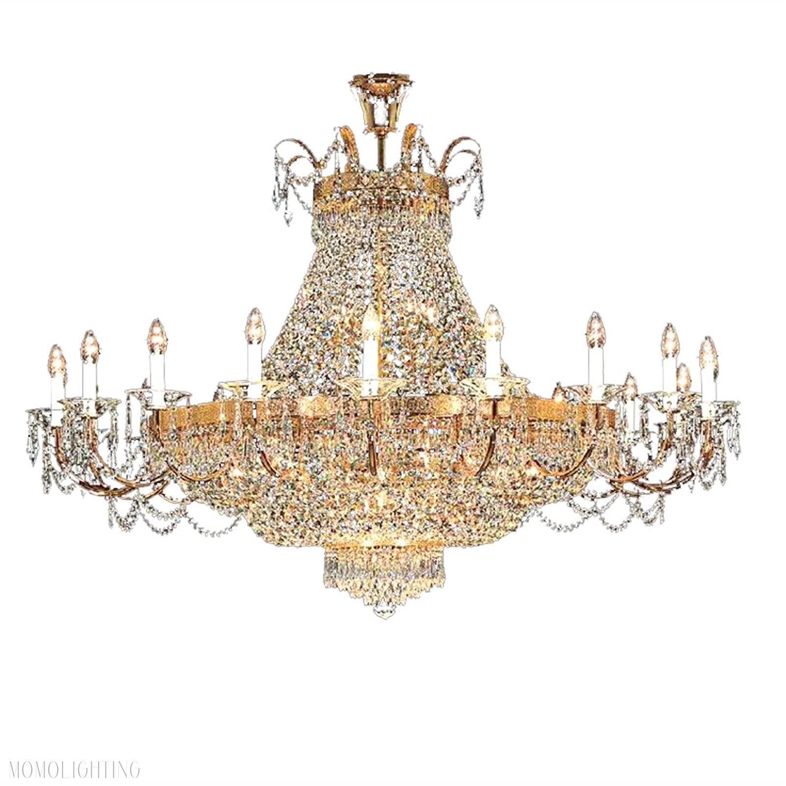 Machine Large Chrome Gold Crystal Chandelier Light Fixtures-Momo Lighting
